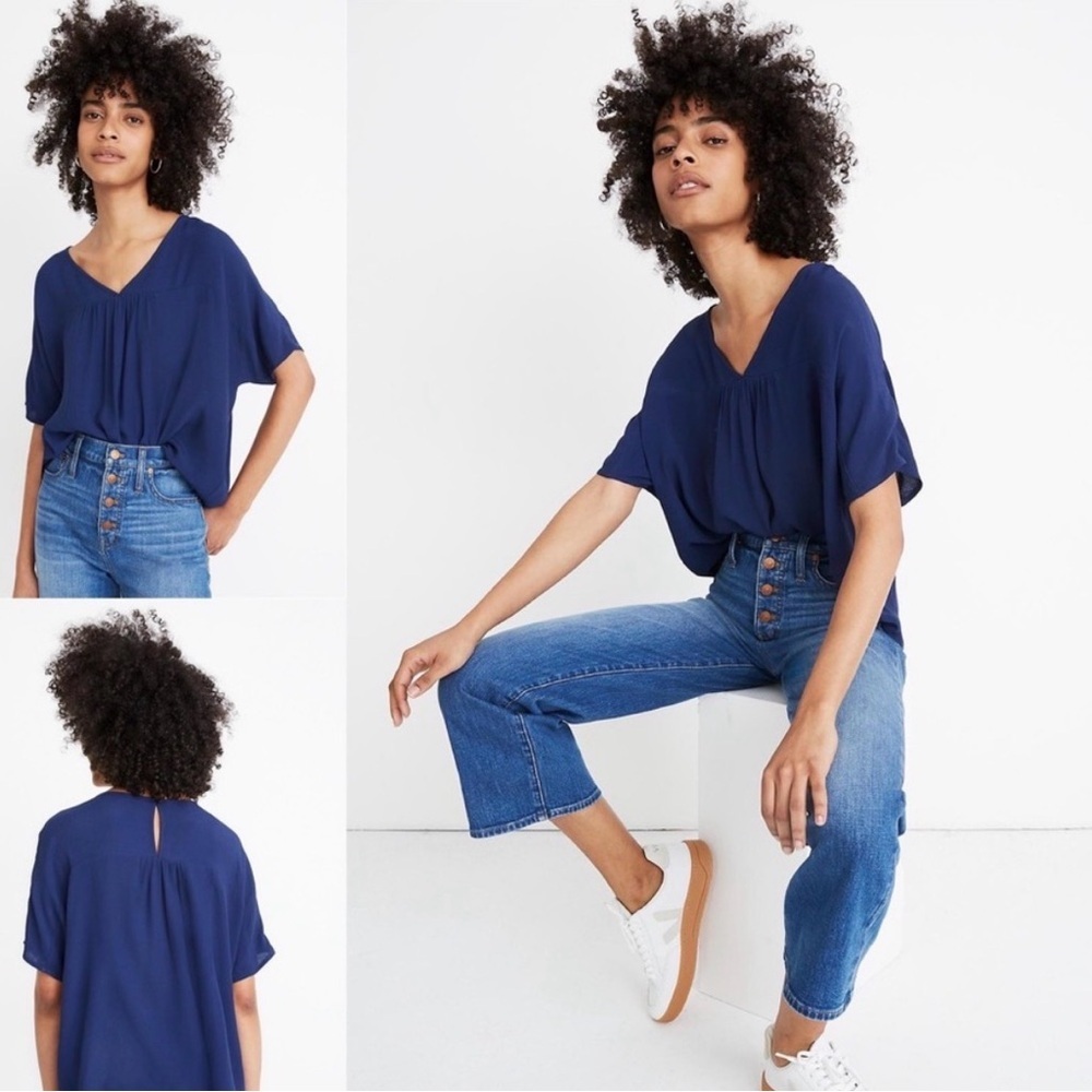 Madewell Rhyme Blouse Nightfall Navy Blue XS